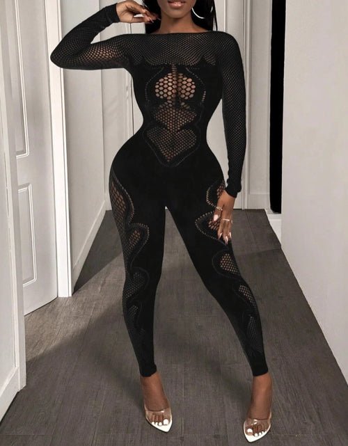 Load image into Gallery viewer, (Free Shipping)(Tariffs included in price)Autumn Fall Women Clothing Long Sleeve Hollow Out See Through Fitness Jumpsuit
