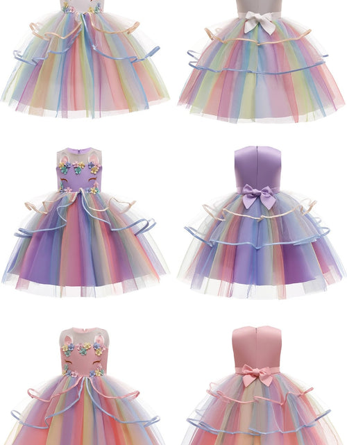 Load image into Gallery viewer, (Free Shipping)(Tariffs included in price) Children's Unicorn Party Princess  Dress Flower Girl Kids Wedding Party Dress
