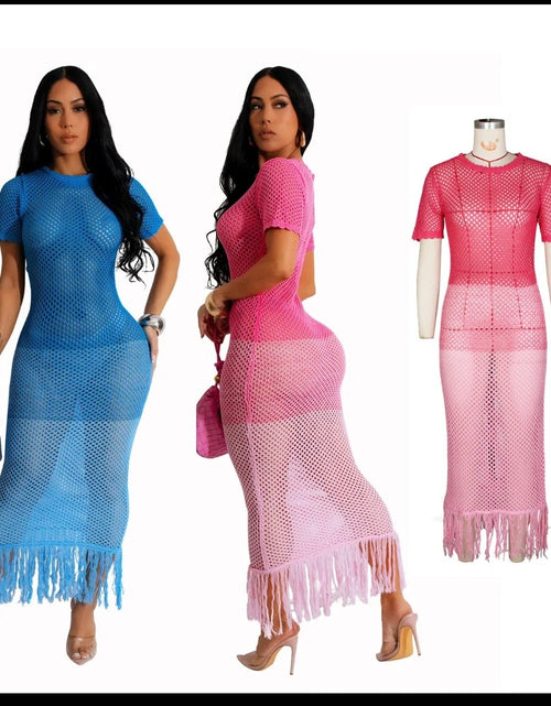 Load image into Gallery viewer, (Free Shipping)(Tariffs included in price) Fringe See-Through Beach Stretch Dress 2024 Newly
