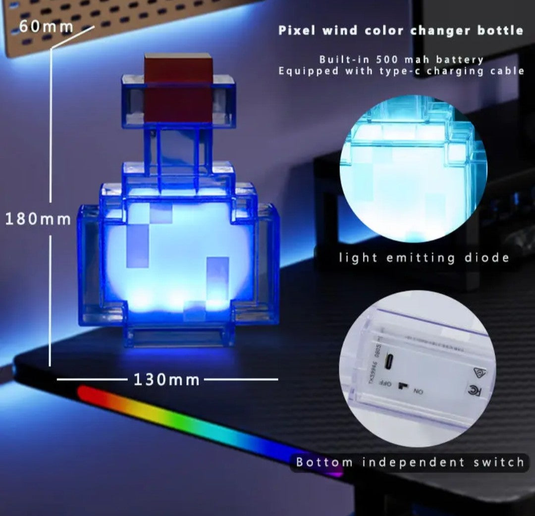 (Free Shipping)(Tariffs included in price) 8 Color Pixel LED Nightlight Surrounding Medicine Bottle Ambient Lighting Recharging Luminous Lamp