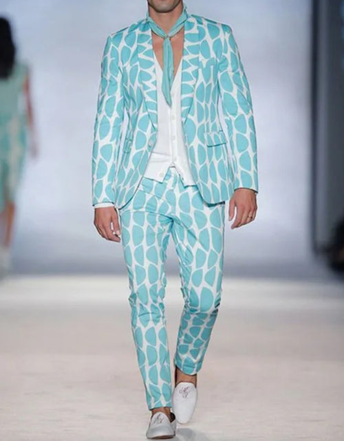 Load image into Gallery viewer, (Free Shipping)Men's 2 Piece Plaid Blazer Digital Print Suit Jacket with Zipper Fly Business Style
