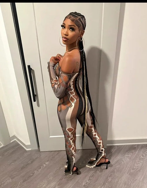 Load image into Gallery viewer, (Free Shipping)(Tariffs included in price) Sexy Hollowed Out Long Sleeve Jumpsuit Women's Romper Slim Off Shoulder Playsuit
