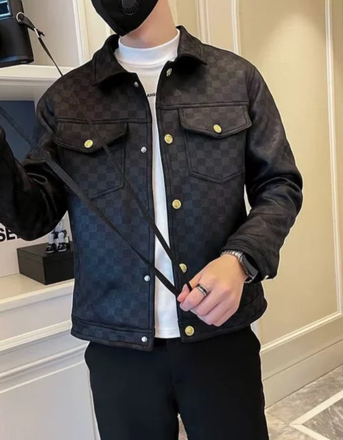 Load image into Gallery viewer, (Free Shipping)(Tariffs included in price)Autumn Winter Suede Plaid Jacket for Men Lapel Slim Fit Casual Business Bomber Jacket Social Streetwear Windbreaker Coat
