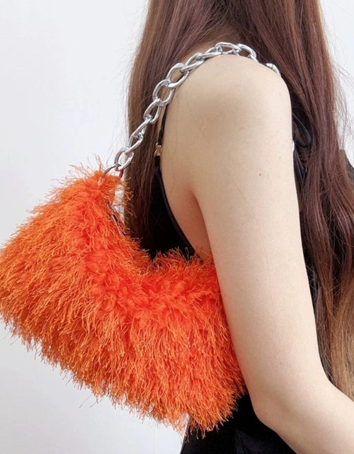 Load image into Gallery viewer, (Free Shipping) Plush Women's Hobos Underarm Bag Hot Girls Furry Clutch Shoulder Bag Luxury Faux Fur Female Fluffy Armpit Handbag
