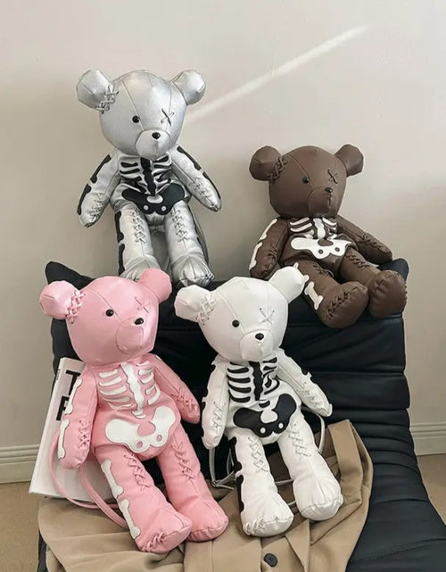 Load image into Gallery viewer, (Free Shipping)(Tariffs included in price) Funny Skeleton Bear Backpack PU Leather Artistic Personality Thriller Single Shoulder Crossbody Backpack Halloween Backpacks
