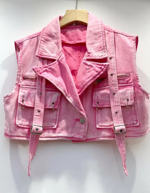 Load image into Gallery viewer, (Free Shipping) Women's denim clothes set vest and mini pocket skirt two-piece set for women denim cargo set
