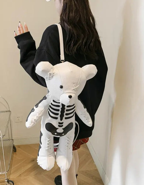 Load image into Gallery viewer, (Free Shipping)(Tariffs included in price) Funny Skeleton Bear Backpack PU Leather Artistic Personality Thriller Single Shoulder Crossbody Backpack Halloween Backpacks
