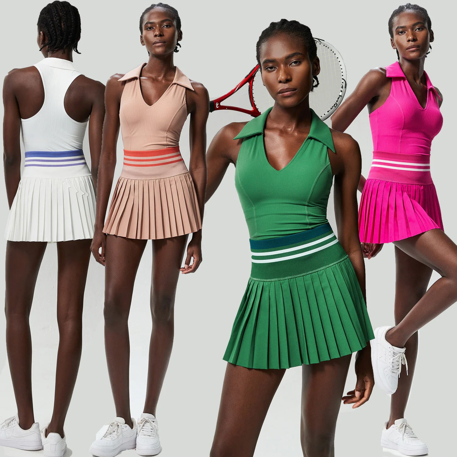 V-Collar High Waist Tennis Suit