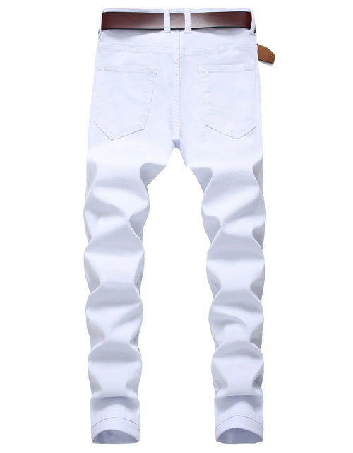 Load image into Gallery viewer, White Staight Jeans RIipped Distressed Jeans
