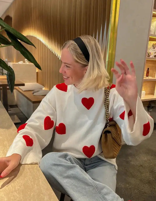 Load image into Gallery viewer, Embroidered Red Heart Sweater
