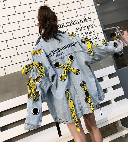 Personality Straps Hollow Out Jacket