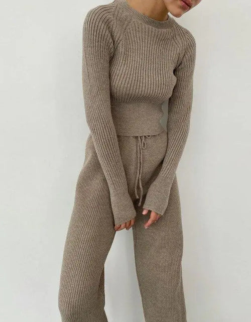 Load image into Gallery viewer, Knitted Wide Leg Pants and Top Set
