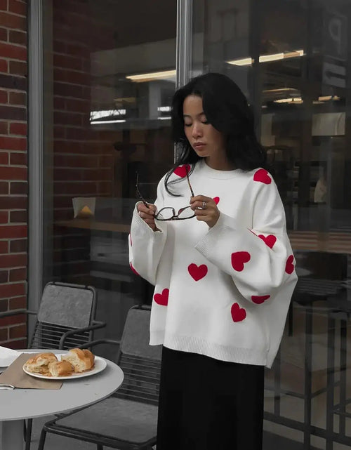 Load image into Gallery viewer, Embroidered Red Heart Sweater
