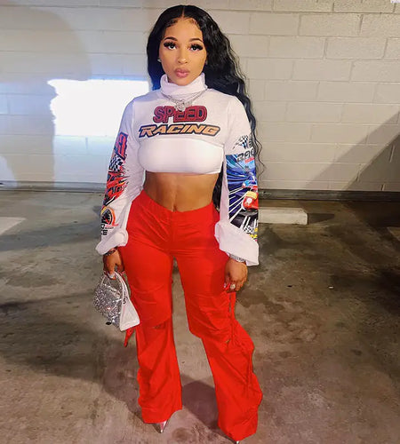 Speed Racing Cropped Knit Turtleneck Top