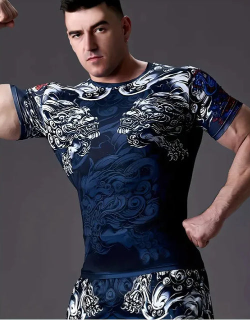 Load image into Gallery viewer, 3D Printed Men's Short-sleeved T-shirt High Elastic Tight Round Neck
