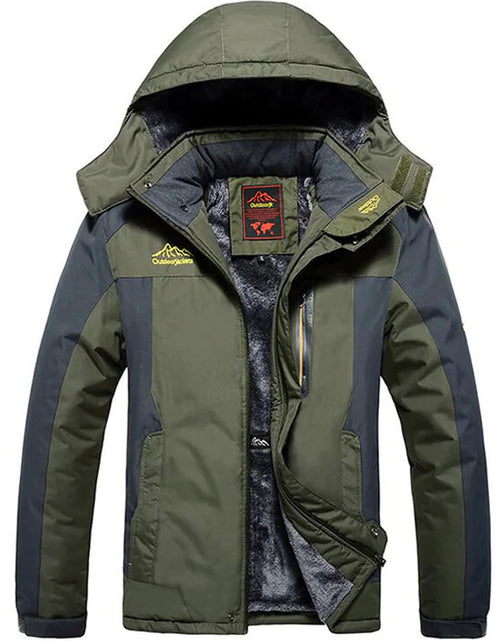 Load image into Gallery viewer, Men's Army Green Waterproof Winter Parka
