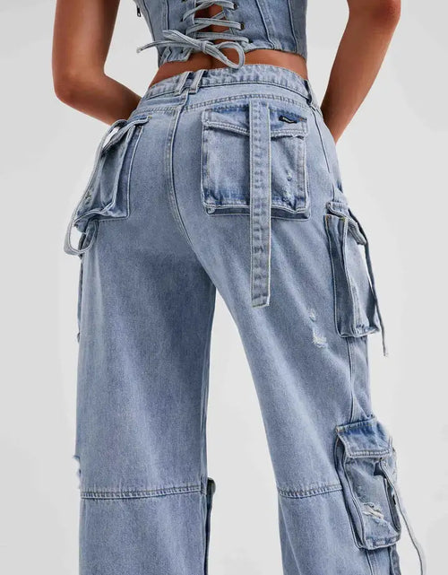 Load image into Gallery viewer, Cargo Denim Jeans
