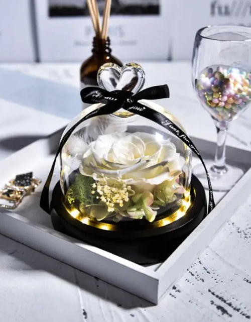 Load image into Gallery viewer, Flowers in Heart Glass Dome with Led Light
