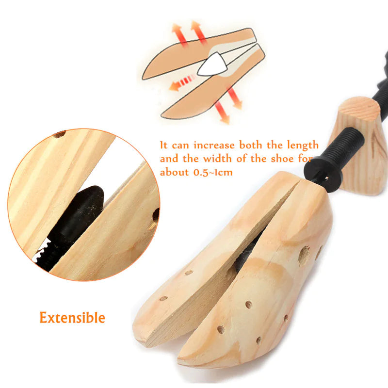 2-Way Wooden Adjustable Shoe Stretcher Expander Men Women Boot Size US 5-13