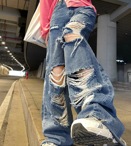 High Waist Ripped Jeans