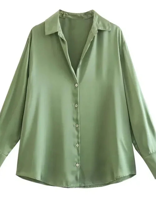 Load image into Gallery viewer, Silk Satin Long-sleeved Shirt
