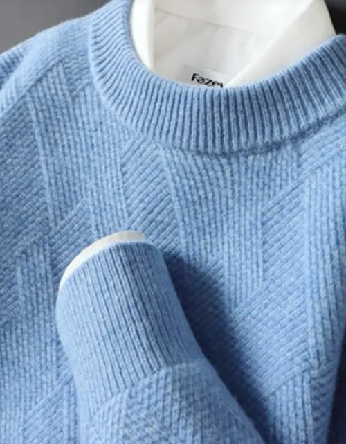 Load image into Gallery viewer, Men's Loose Thick Jacquard Round Neck Sweater
