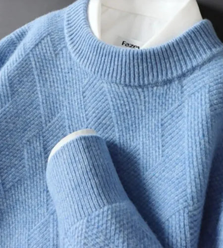 Men's Loose Thick Jacquard Round Neck Sweater