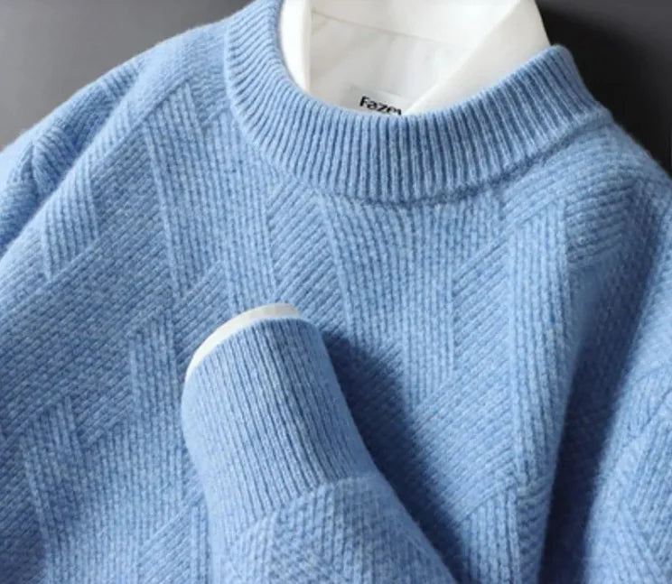 Men's Loose Thick Jacquard Round Neck Sweater