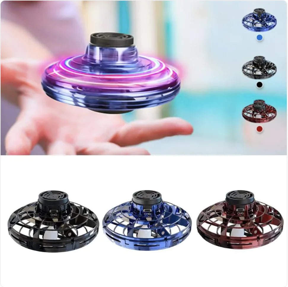 Mini LED UFO Spinner Drone - Fingertip Gyro Decompression Toy for Kids