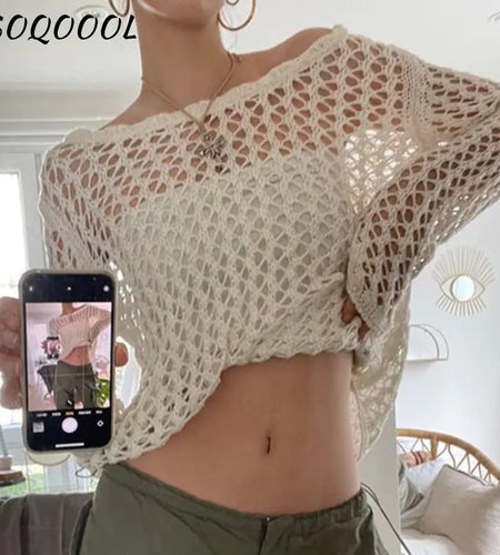 Vintage Hollow Out Knit Pullovers