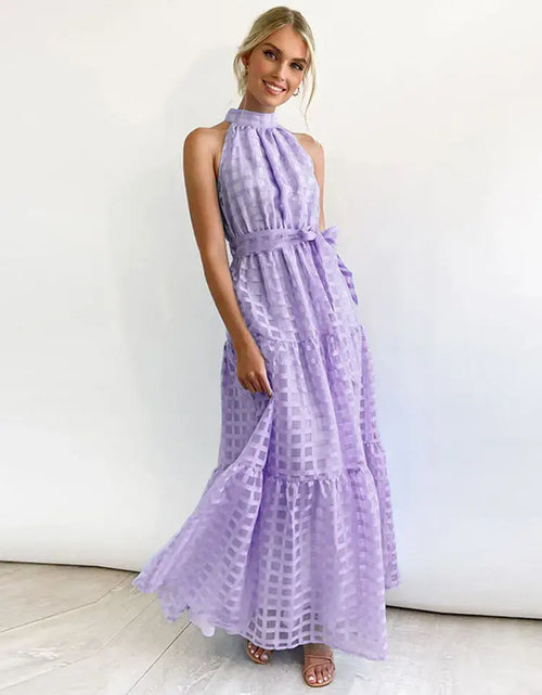 Load image into Gallery viewer, Women's Grid Hollow Long Dress
