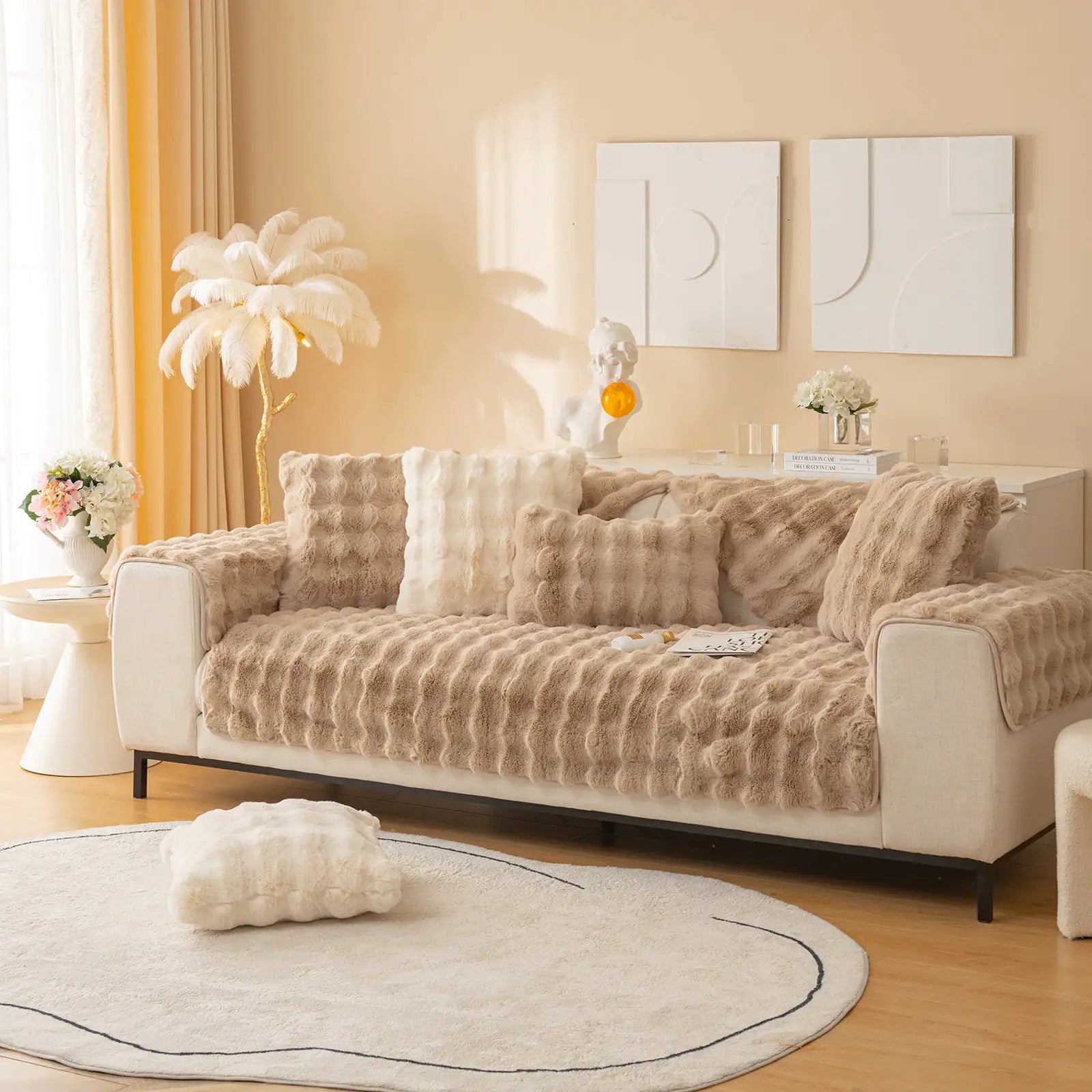 Super Soft Shaggy Non-Slip Plush Sofa Cover