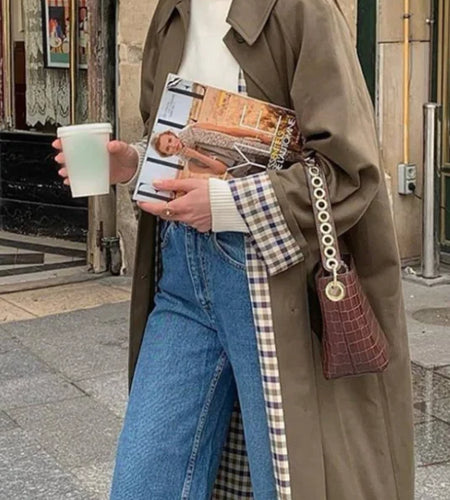 Fashion Long Button Trench Coat