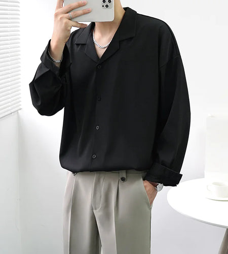 Men's Loose Casual Draped Ice Silk Shirt