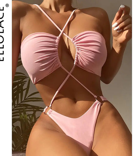 Sexy Cross Halter One Piece Swimsuit