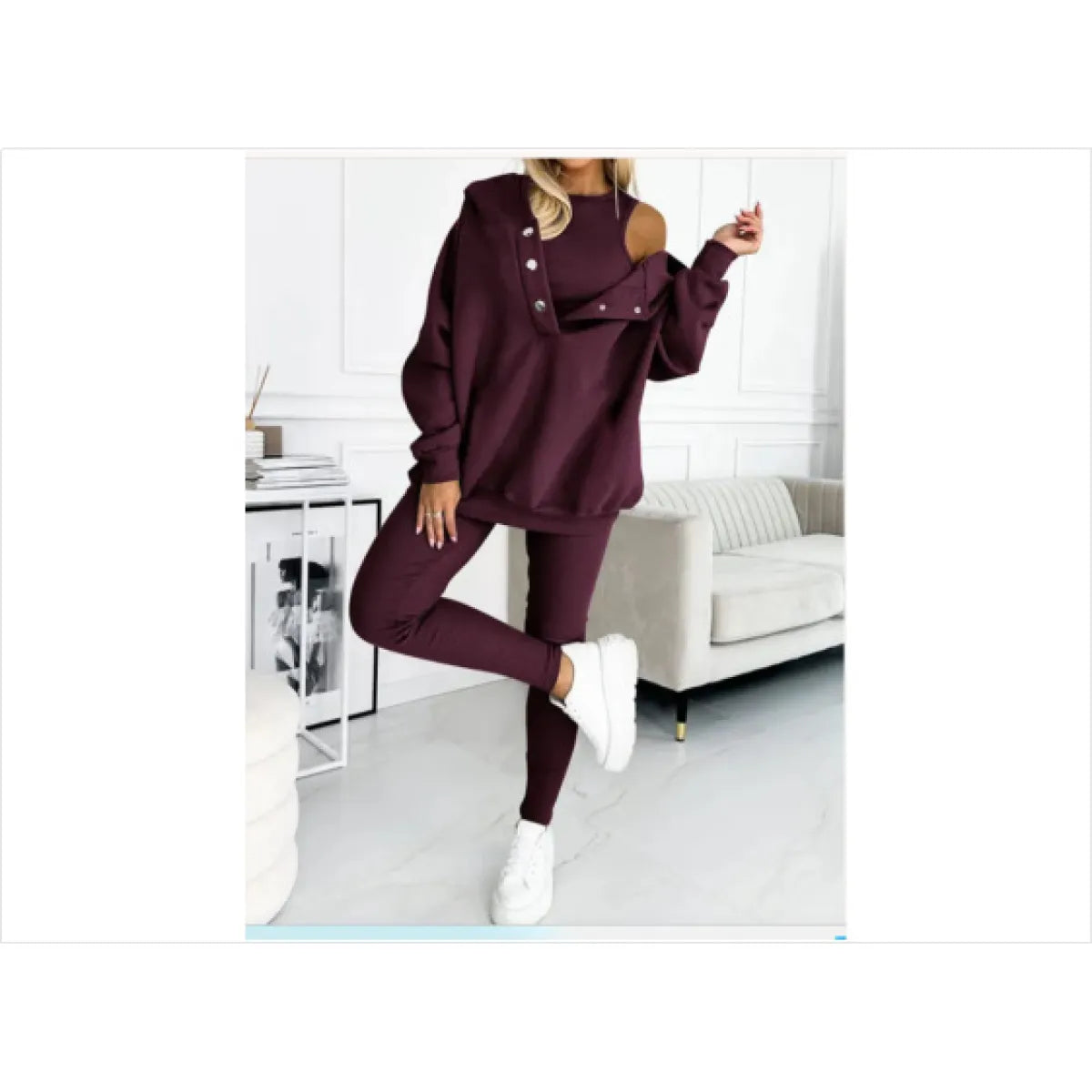 Women's Solid Color Vest Hoodie And Pants Set