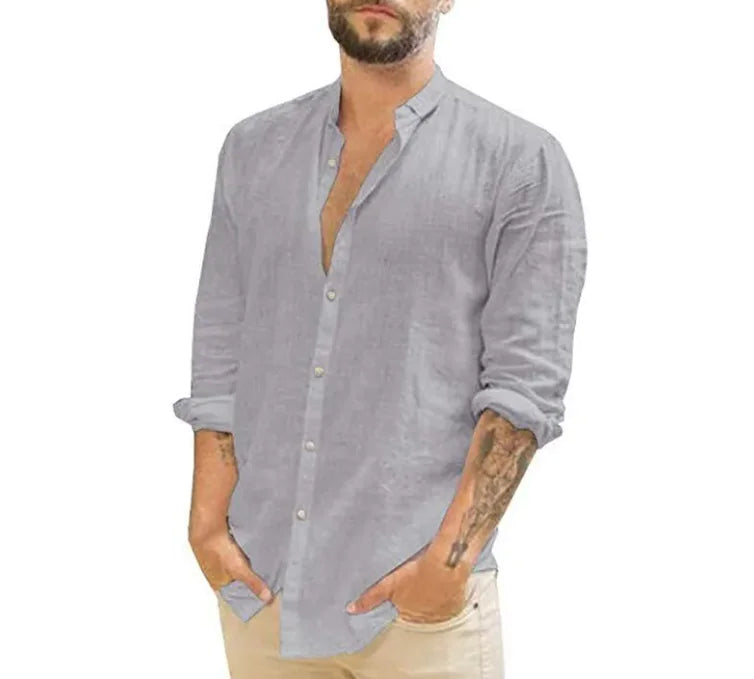 Solid Color Collar Shirt