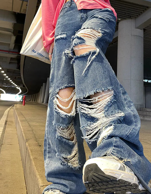 Load image into Gallery viewer, High Waist Ripped Jeans
