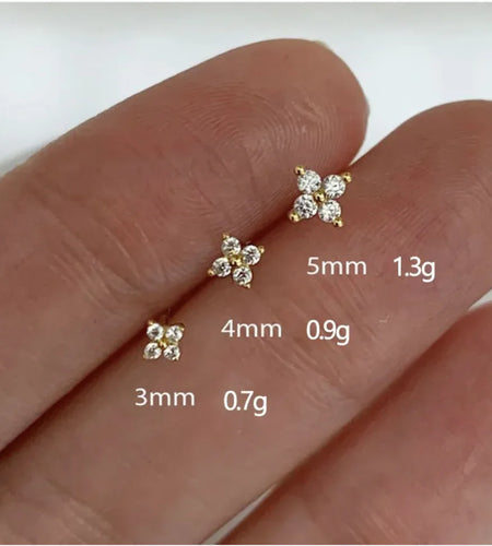Women's Clover Flower Zircon Stud Earrings