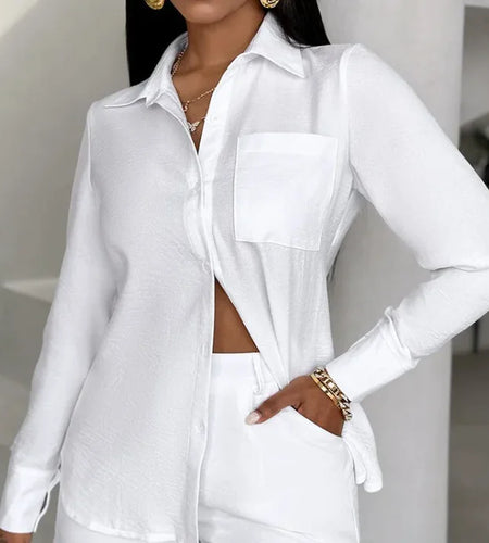 Luxe Pocket Long Sleeve Shirt & Shorts Set
