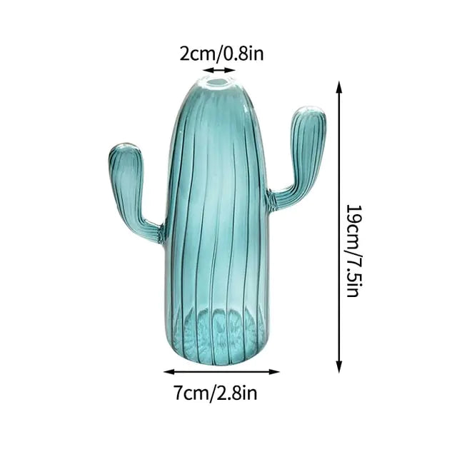 Modern Transparent Cactus Glass Vase for Room Decoration