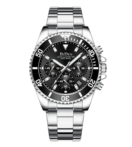 Men's quartz watch with waterproof steel strap