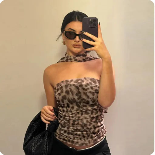 Wild Tulle Off-Shoulder Leopard Blouse