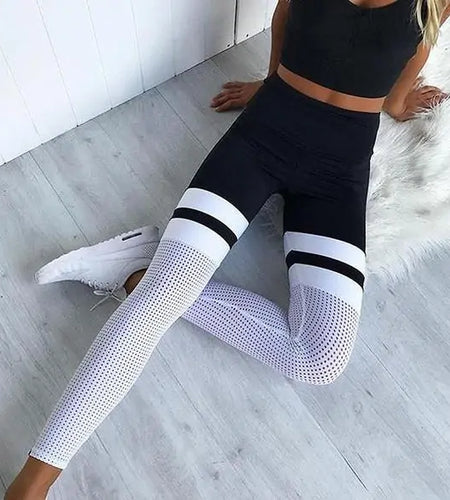 High Waist Dash Hollow Out Fitness Leggings