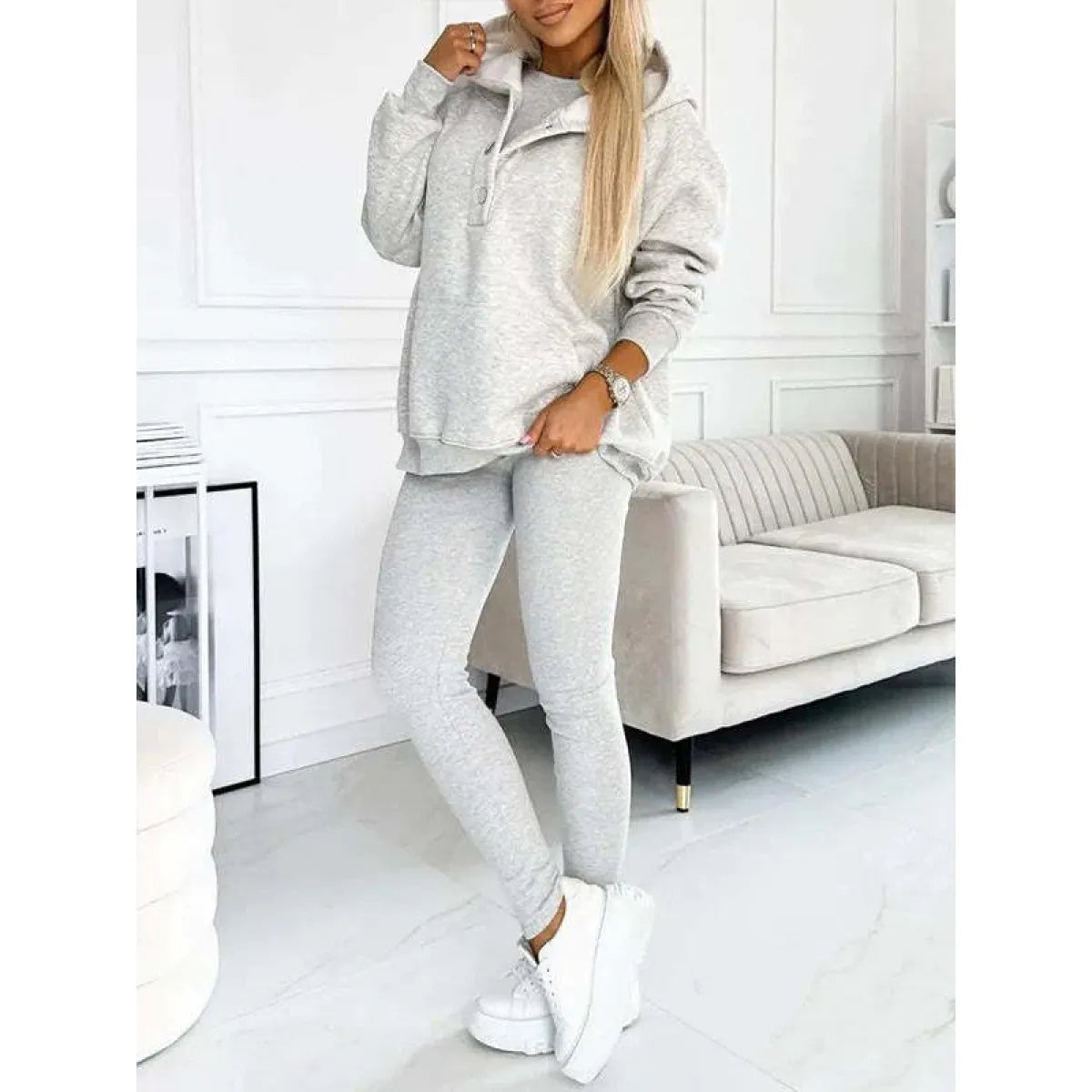 Women's Solid Color Vest Hoodie And Pants Set