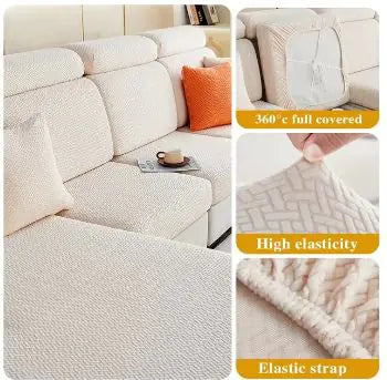 Jacquard Stretch Sofa Cushion Cover  Fits L-Shaped Sectionals