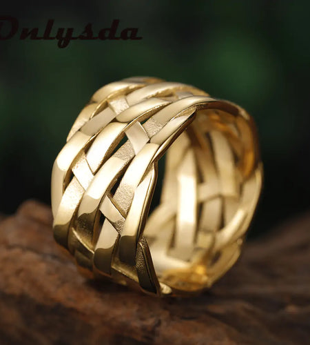 Vintage Weave Stainless Steel Rings